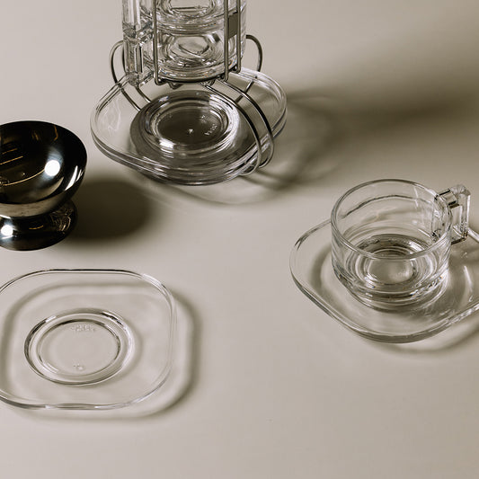 Joe Colombo Cup & Saucer CLEAR - Handmade by Arnoglass