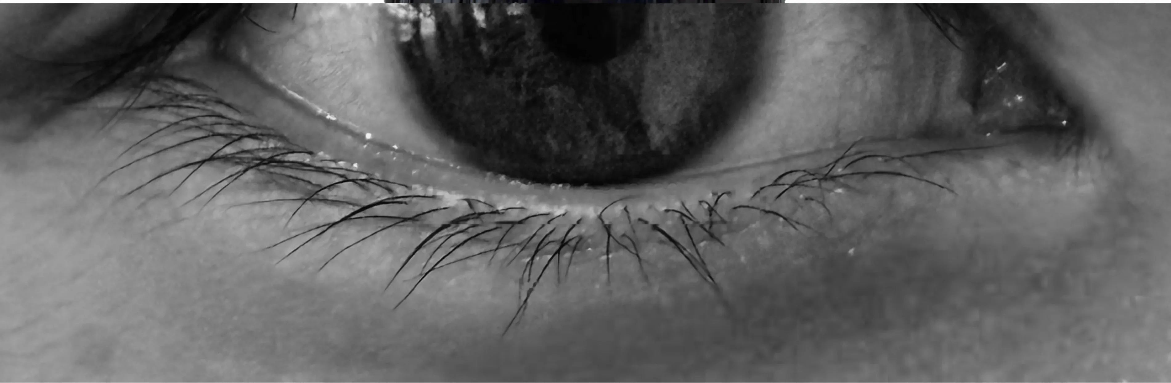 A camera lens meeting the iris of an eye