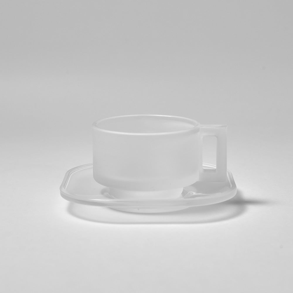 Joe Colombo Cup & Saucer FROSTED - Handmade by Arnoglass