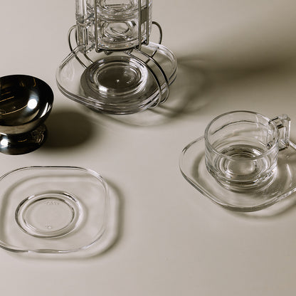 Joe Colombo Cup & Saucer CLEAR - Handmade by Arnoglass