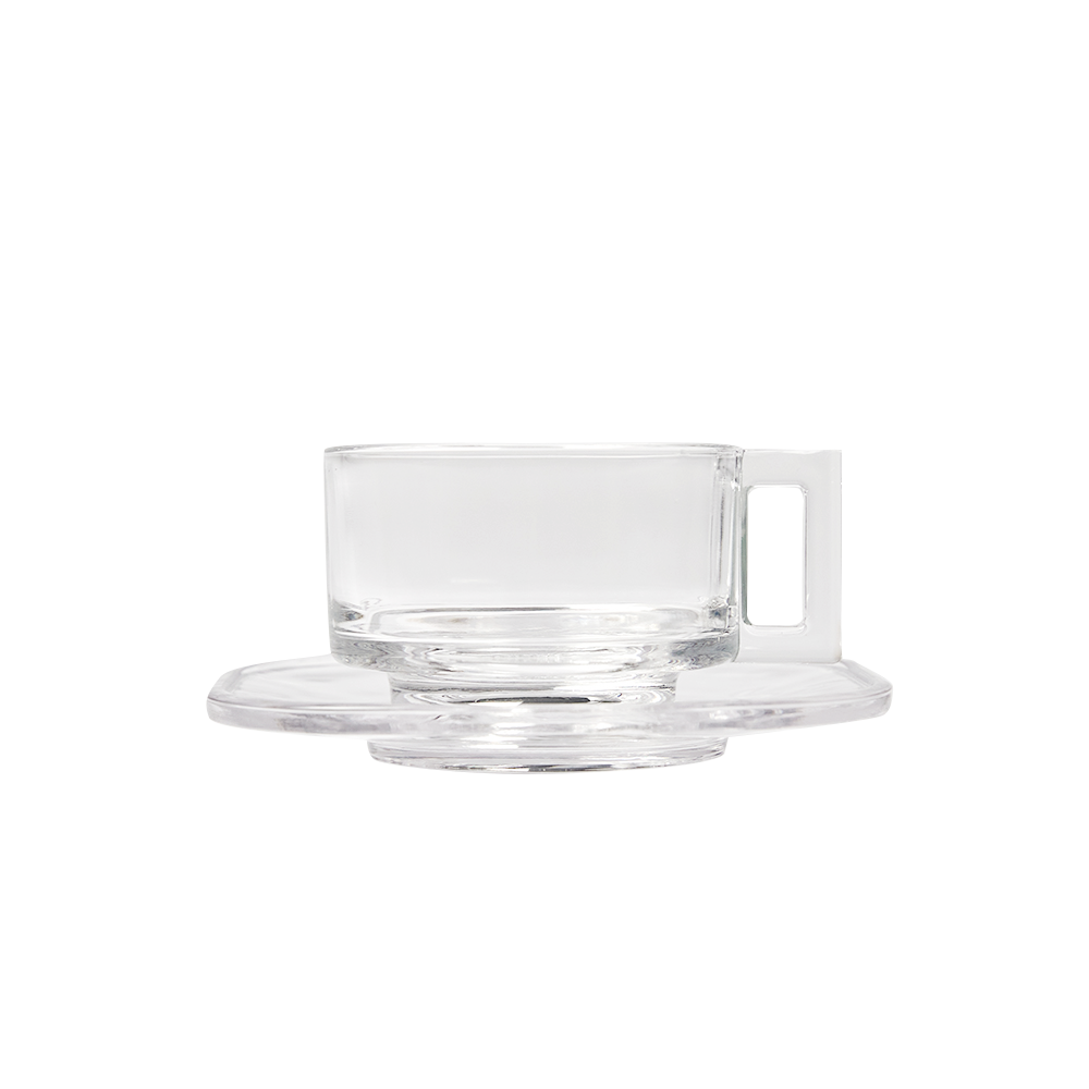 Joe Colombo Cup & Saucer CLEAR - Handmade by Arnoglass
