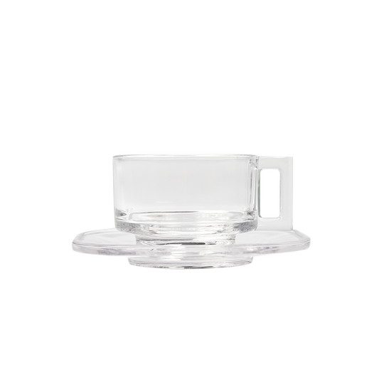 Joe Colombo Cup & Saucer CLEAR - Handmade by Arnoglass